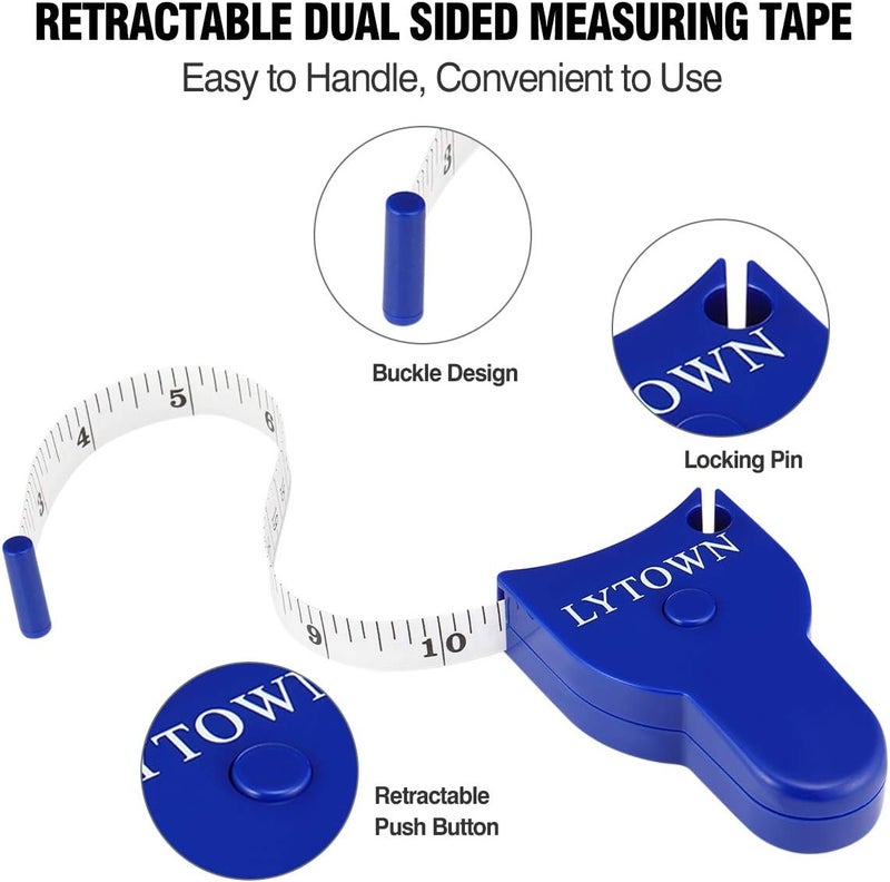 LYTOWN 2PCS Body Measure Tape 60inch (150cm), Automatic Telescopic Tape Measure for Body Measurement & Weight Loss, Accurate Tape Measure for Tailor, Sewing, Fitness, Handcrafts, Clothes - Image 4