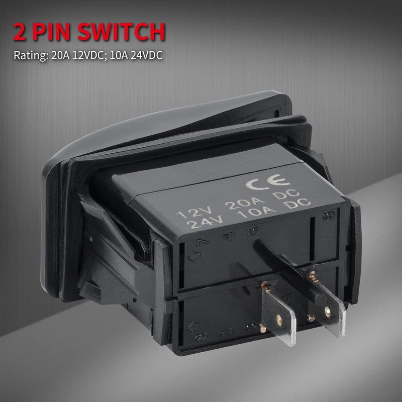 DaierTek Marine Rocker Switch 12V Waterproof Toggle Switch 12 Volt 20A SPST 2 Pin ON/Off Heavy Duty for Boat RZR RV Automotive - Image 3