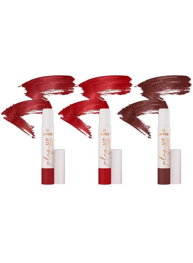 JUICE Play Up Lip Crayon-Play long games with transfer-proof rich color 3pc Combo Set(Hold My Latte-MCR04, Cherry On Top-MCR09, Red Flag-MCR11) - Image 1