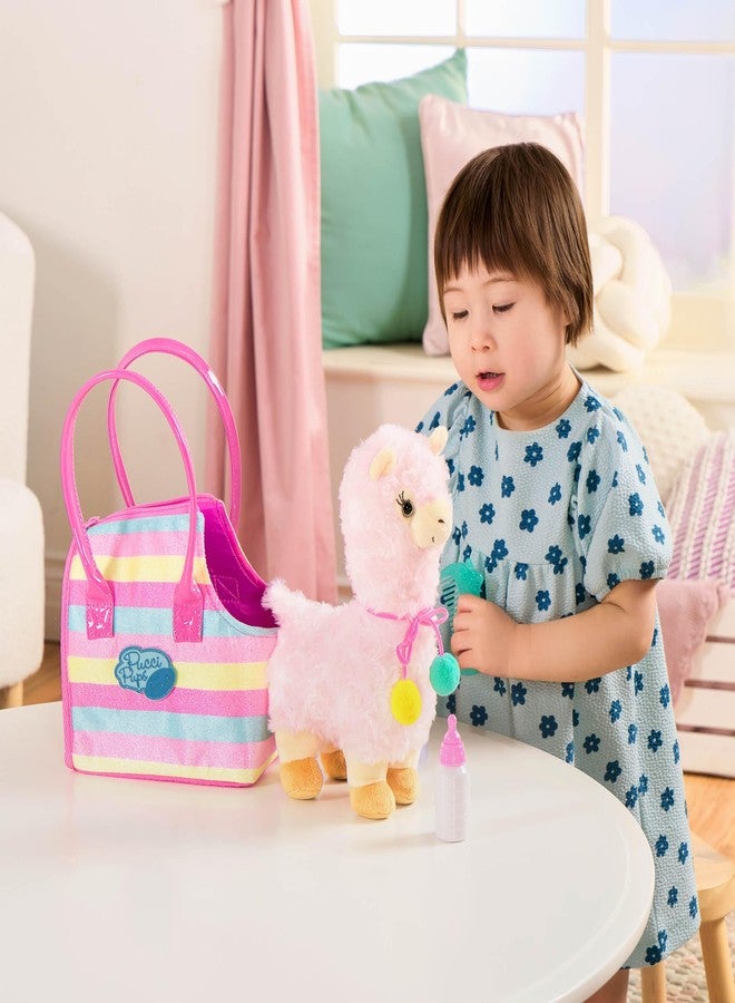 Pucci Pups - Plush Llama - Dog Carrier - Toy Llama - Striped Bag & Unicorn, Blue Comb & Bottle - Stuffed Animal - 3+ Years - Image 4
