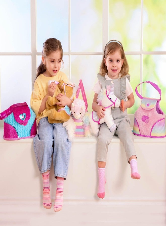 Pucci Pups - Plush Llama - Dog Carrier - Toy Llama - Striped Bag & Unicorn, Blue Comb & Bottle - Stuffed Animal - 3+ Years - Image 3