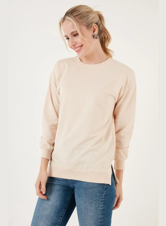 Lela Lela Cotton Regular Fit Crew Neck Basic Sweatshirt Women's SWEAT 5863569