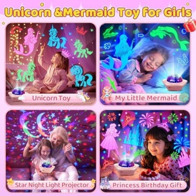 One Fire Unicorn Night Light Projector for Girls - 6 Films + 93 Colors, Rechargeable, Sensory Toy Gift - Image 4