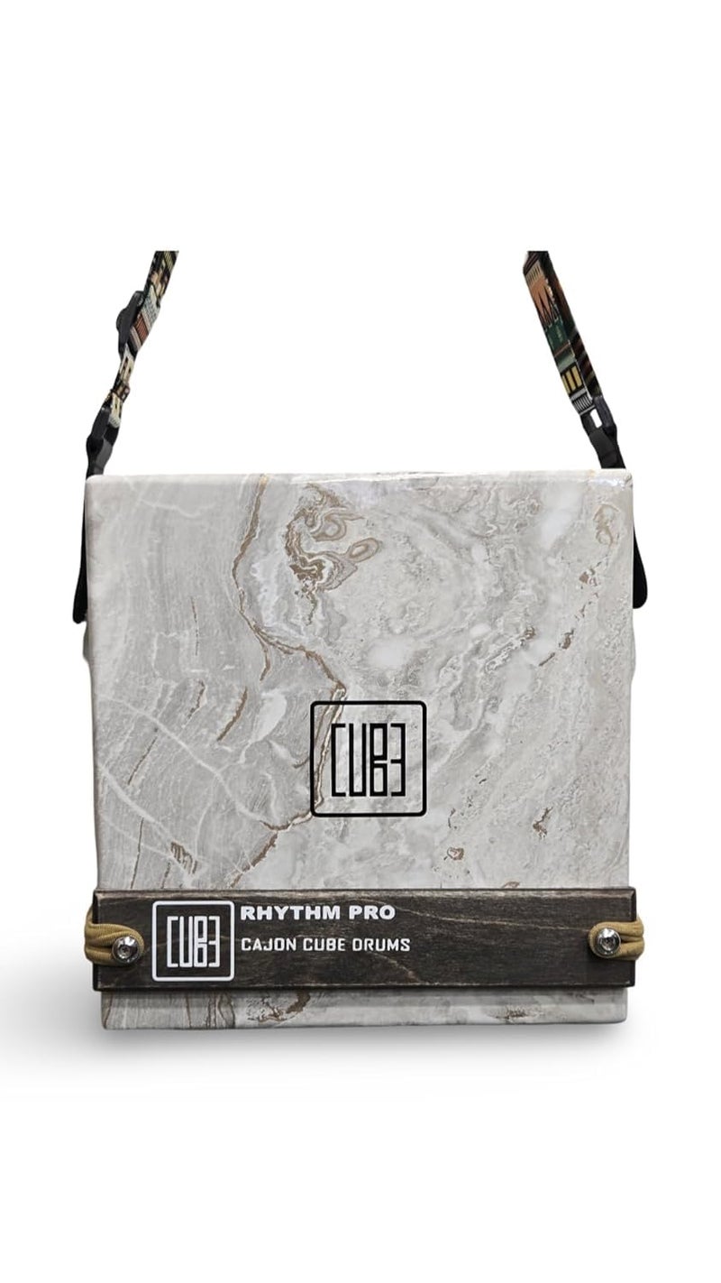 RHYTHM PRO Cajon Cube 12 Pro Traveller Cajon With External Snare Tap,Strap & Padded Cover Bag For Kids,Adults & Professional Musicians Super Sound Quality Made With MDF,Made in India (GRAY MARBLE) - Image 3