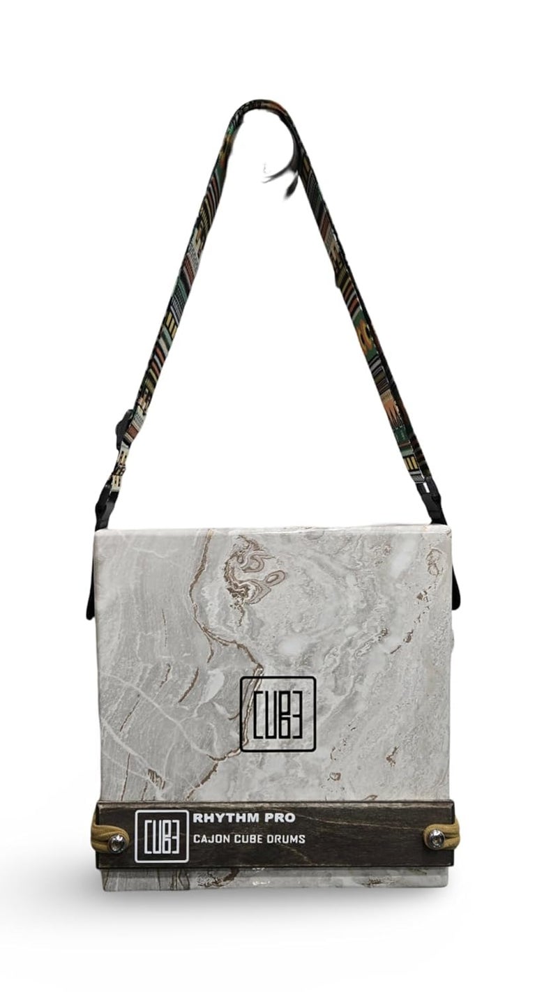 RHYTHM PRO Cajon Cube 12 Pro Traveller Cajon With External Snare Tap,Strap & Padded Cover Bag For Kids,Adults & Professional Musicians Super Sound Quality Made With MDF,Made in India (GRAY MARBLE) - Image 4