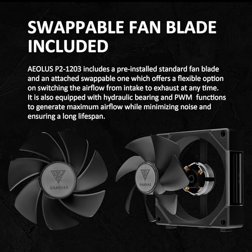 GAMDIAS 120mm PWM ARGB Case Fan x3 & 3 Reverse Blades Included, Sync with ARGB Motherboards, Easy Cable Management with Cabless Daisy Chain, Quiet & 75CFM Airflow with 2400 RPM, Aeolus P2 - Image 5