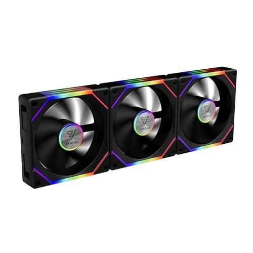 GAMDIAS 120mm PWM ARGB Case Fan x3 & 3 Reverse Blades Included, Sync with ARGB Motherboards, Easy Cable Management with Cabless Daisy Chain, Quiet & 75CFM Airflow with 2400 RPM, Aeolus P2 - Image 1