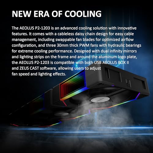 GAMDIAS 120mm PWM ARGB Case Fan x3 & 3 Reverse Blades Included, Sync with ARGB Motherboards, Easy Cable Management with Cabless Daisy Chain, Quiet & 75CFM Airflow with 2400 RPM, Aeolus P2 - Image 2