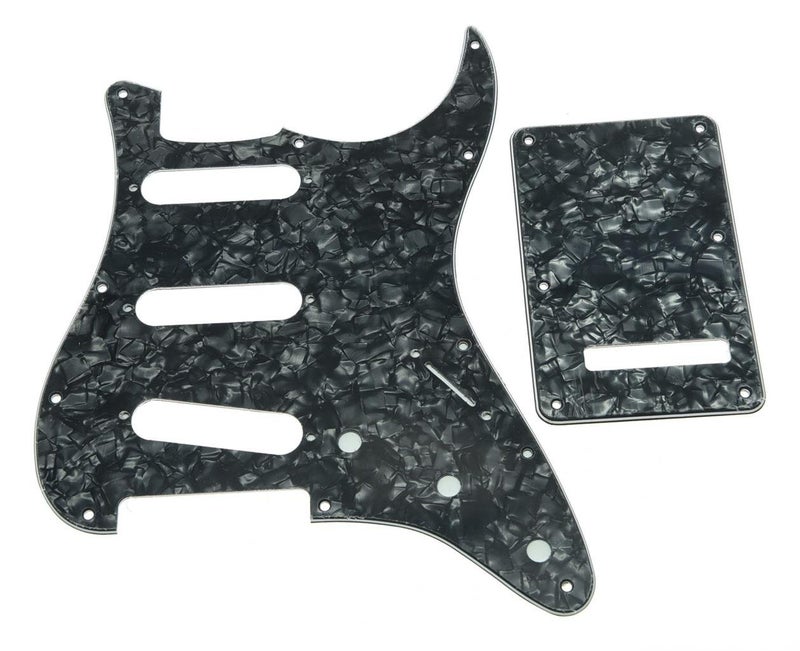 KAISH 11 Hole ST/Strat Style Pickguard SSS Pick Guard with ST Back Plate Tremolo Trem Cover for USA/Mexico Stratocaster/Strat Black Pearl - Image 5