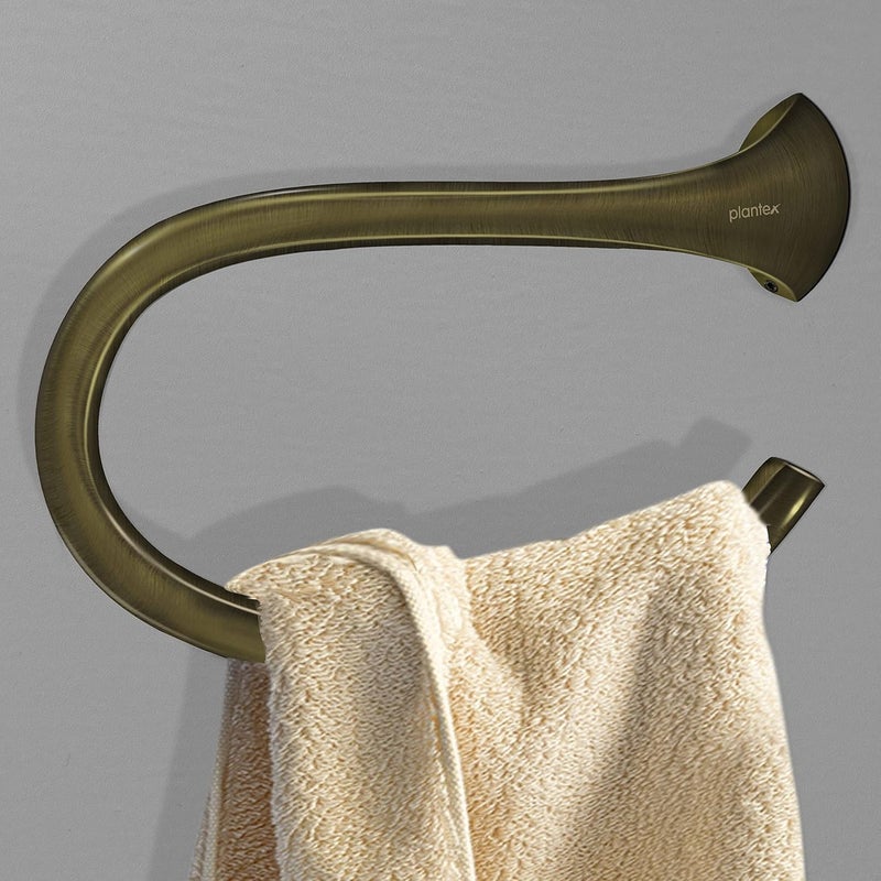 plantex Plantex Smero Pure Brass Napkin Hanger for Bathroom/Hand Napkin Ring/Napkin Holder for Wash Basin/Bathroom Accessories - Contrive(Rich Antique)  - Image 1