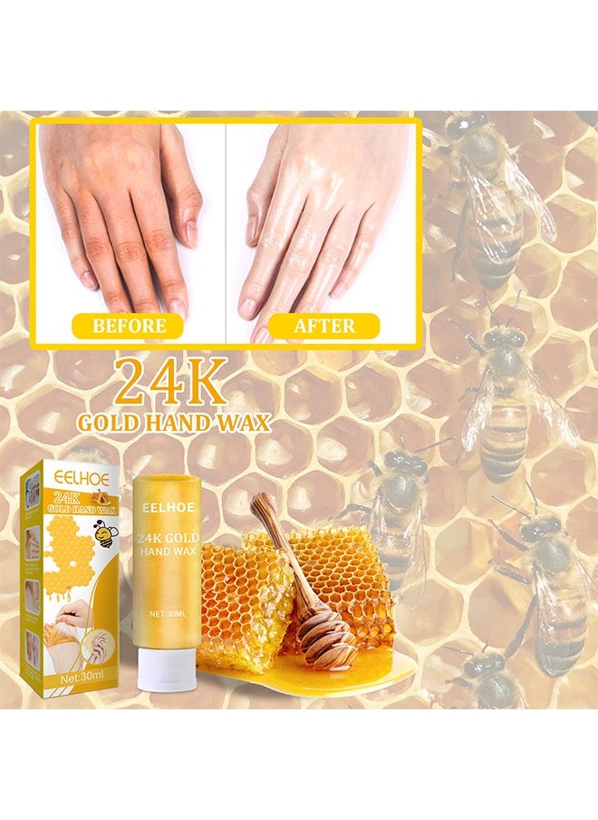 EELHOE - 24K Gold Hands Care Paraffin Milk & Honey Moisturizing Peel Off Hand Wax Mask Hydrating Exfoliating Nourish Whitening Skin - Image 1