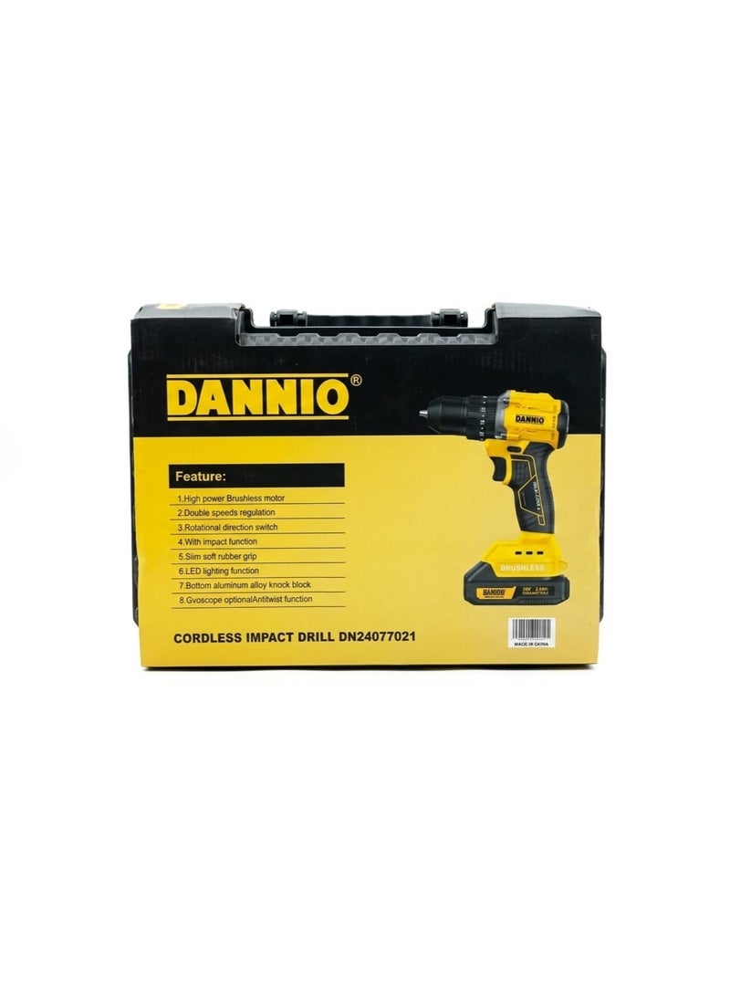 Dannio Heavy Duty 20V Cordless Drill, Two Lithium-Ion Batteries And Fast Charger, 3/8-Inch Drill Kit, 25+ 3-Position Clutch, LED Work Light, Variable Speed Drill, 256 Pounds Of Torque, - Image 4