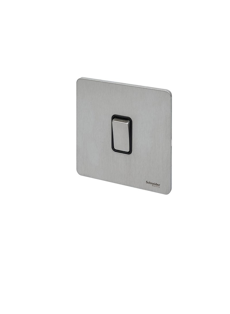 Schneider Electric GU1412BSS 1 Gang Ultimate Screwless Rocker Flat Plate Switch, Stainless Steel with Black Interior - Image 2