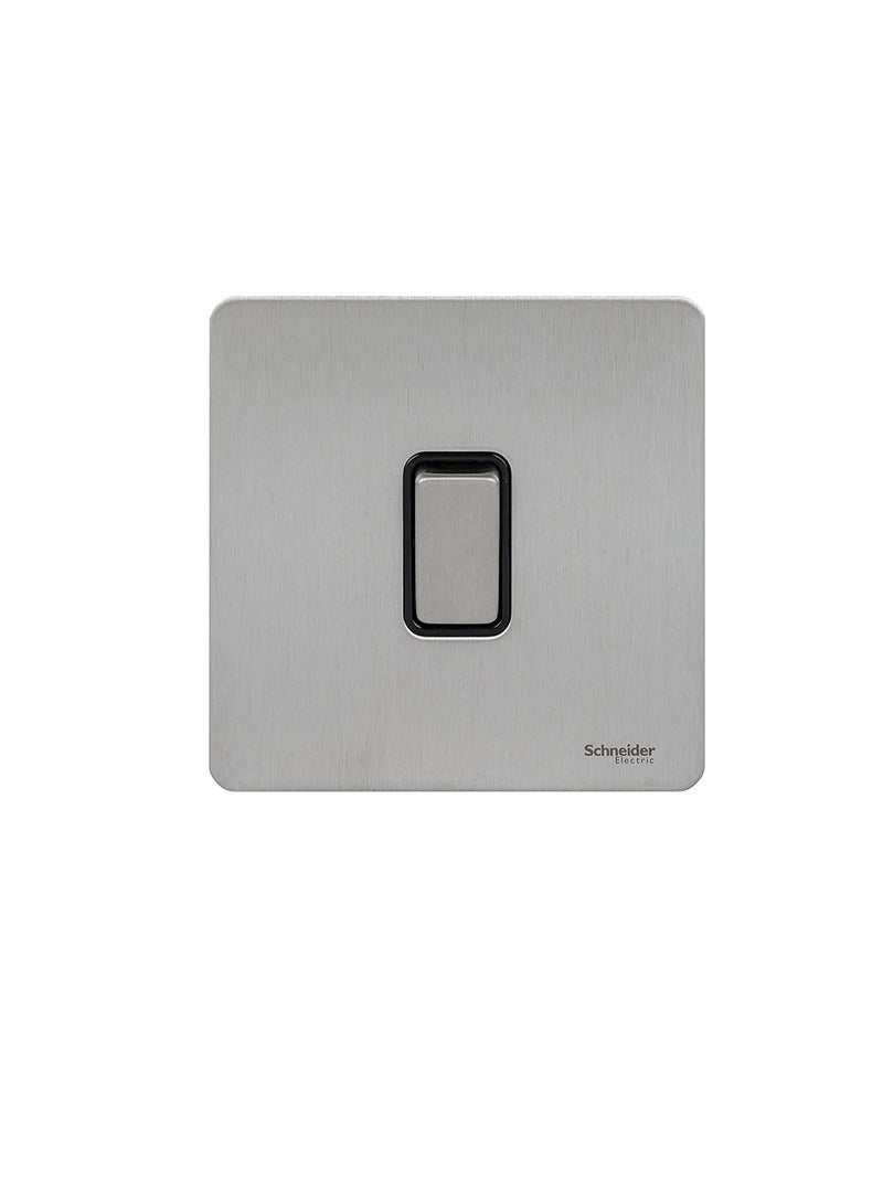 Schneider Electric GU1412BSS 1 Gang Ultimate Screwless Rocker Flat Plate Switch, Stainless Steel with Black Interior - Image 1