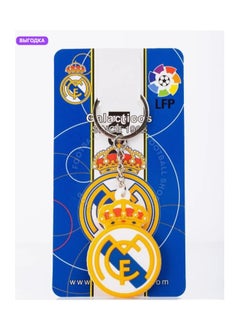 MARIO DRAFTS Real Madrid Football Club Logo Keychain, Metal Ring with Crown Design, Yellow and Blue  - Image 3