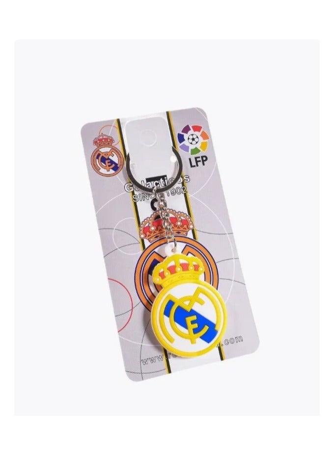 مسودات ماريو سلسلة مفاتيح بشعار نادي ريال مدريد لكرة القدم، حلقة معدنية بتصميم تاج، أصفر وأزرق  - Image 4