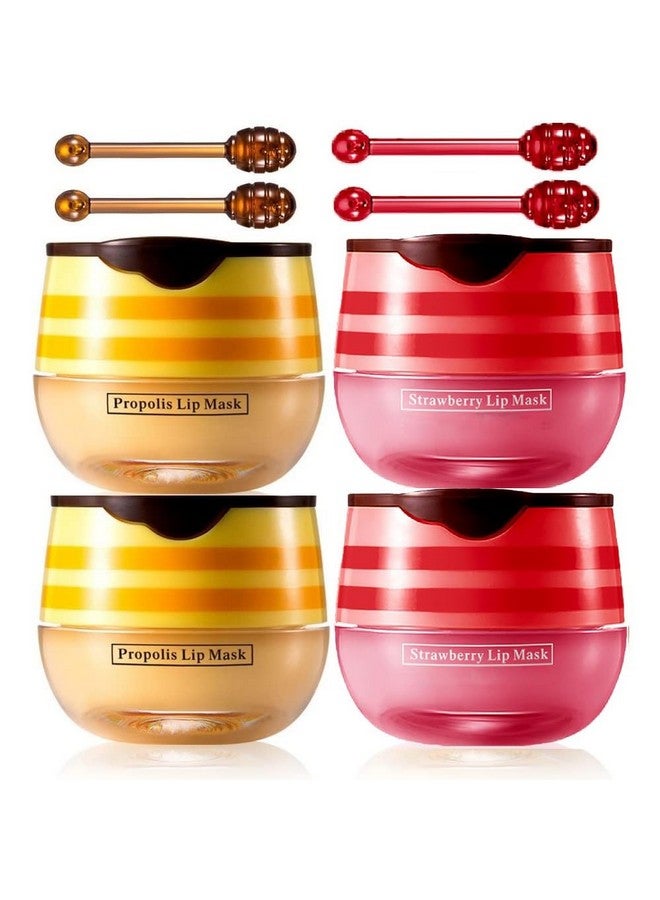 جيه آي اس كيه جي 4 قطع من مرطب الشفاه بي بالم مرطب الشفاه بالعسل والفراولة يقلل من خطوط الشفاه ويمنع التقشير الشفاه الجافة والمتشققة. (العسل والفراولة) - Image 1