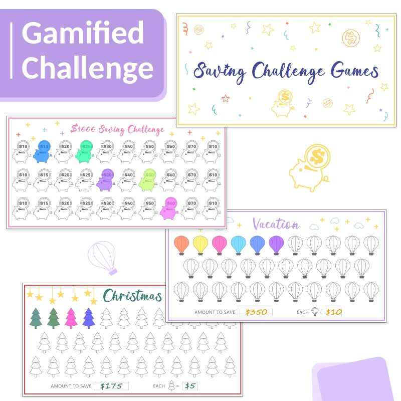 Sooez Budget Binder with Money Saving Challenge, Money Saving Binder with Cash Envelopes, Expense Sheets, Challenge Tracker & Category Labels, Envelope Savings Challenges Book for Home Office School - Image 5