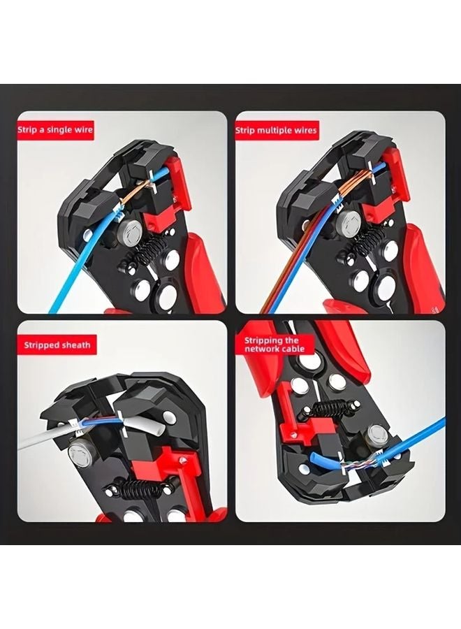 Automatic Wire Stripping Pliers Red Multifunctional Cable Cutter Crimper Ergonomic Handles - Image 4
