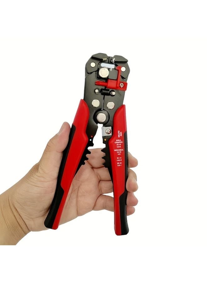Automatic Wire Stripping Pliers Red Multifunctional Cable Cutter Crimper Ergonomic Handles - Image 2