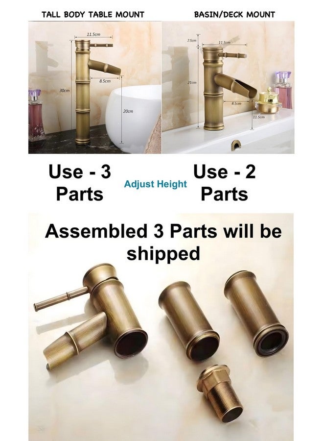 24x7 eMall Waterfall Bamboo Bathroom Basin Mixer Basin tap washbasin tap Faucet Brass 12 inch Height. Hot and Cold Water - Image 4