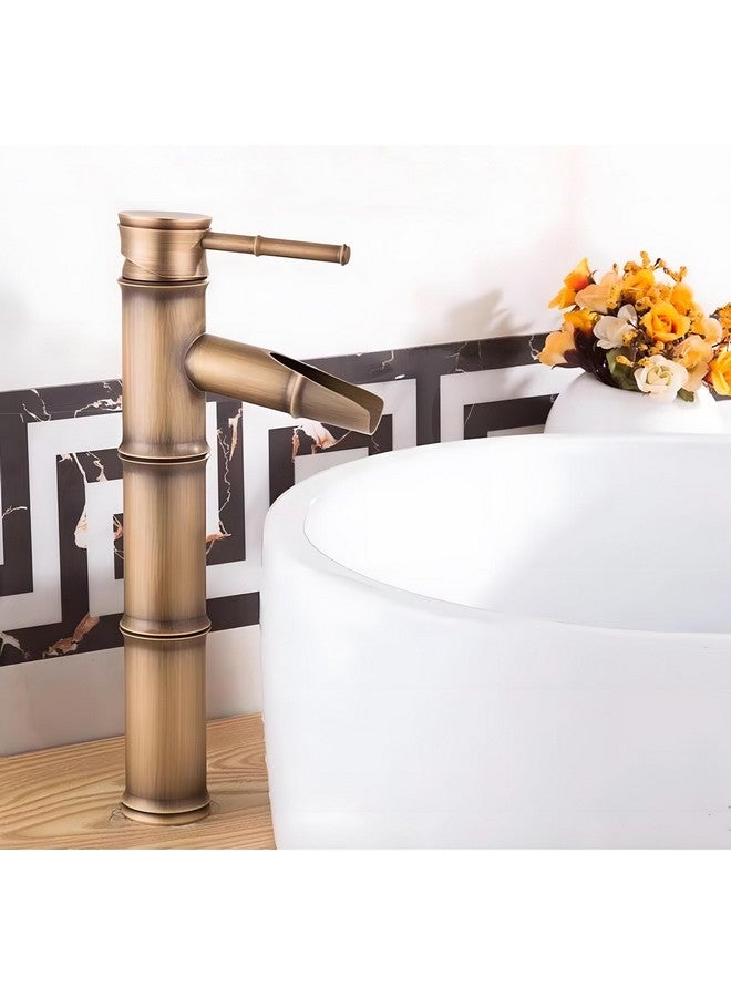 24x7 eMall Waterfall Bamboo Bathroom Basin Mixer Basin tap washbasin tap Faucet Brass 12 inch Height. Hot and Cold Water - Image 1