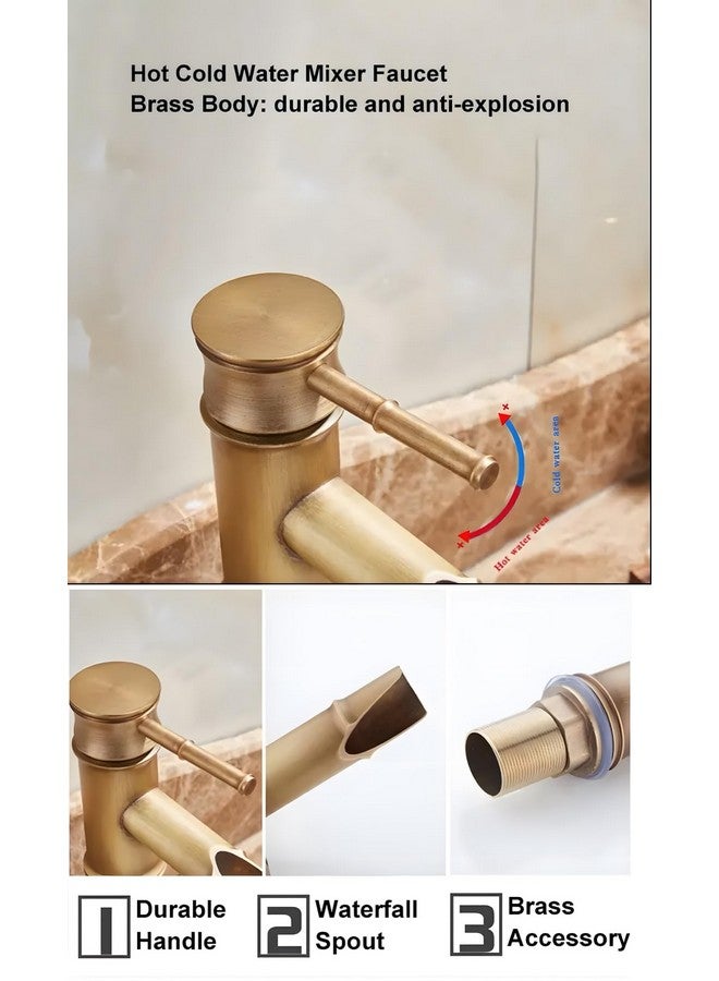 24x7 eMall Waterfall Bamboo Bathroom Basin Mixer Basin tap washbasin tap Faucet Brass 12 inch Height. Hot and Cold Water - Image 3