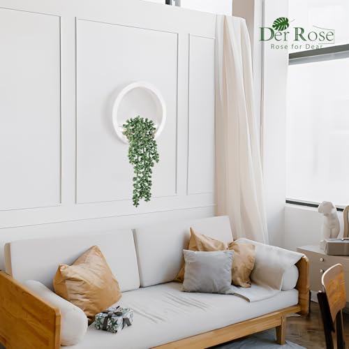 Der Rose باقة الورد 2 حزمة نباتات مزيفة معلقة نباتات عصارية صناعية في أصص بيضاء لزينة غرفة المعيشة والحمام ديكور حائط بوهيمي - Image 4
