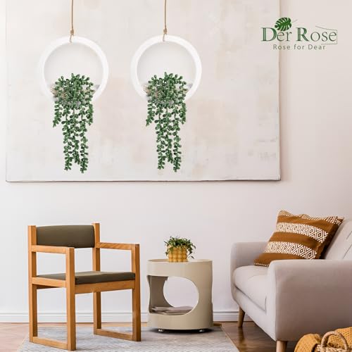 Der Rose باقة الورد 2 حزمة نباتات مزيفة معلقة نباتات عصارية صناعية في أصص بيضاء لزينة غرفة المعيشة والحمام ديكور حائط بوهيمي - Image 2