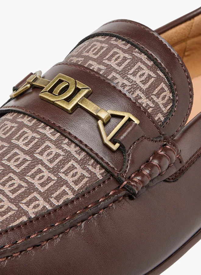 DUCHINI Men's Monogram Print Slip-On Loafers