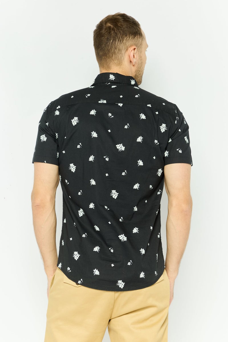 GAP Men Slim Fit Allover Print Short Sleeves Casual Shirt, Dark Grey - Image 2