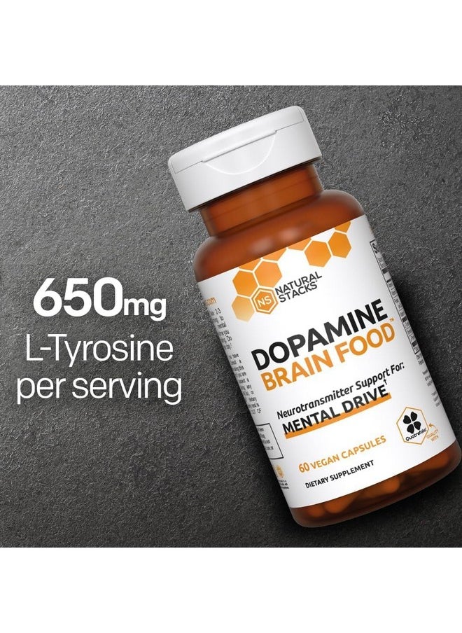 Natural Stacks - NATURAL STACKS Dopamine Focus Supplement w/L-Tyrosine - Promotes Mental Drive, Clarity & Focus - Dopamine Brain Food Supplement - Supports Mental Energy - 60 Capsules - Image 1