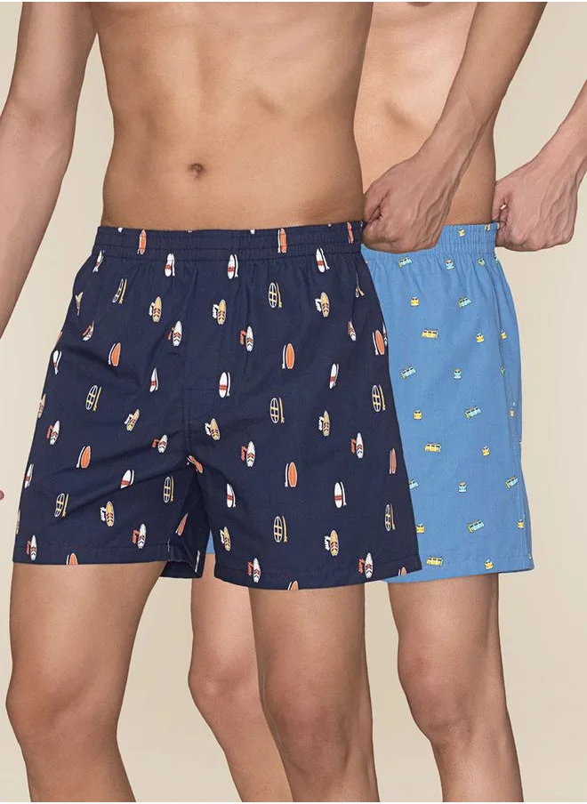 اكس واي اكس اكس Pack of 2 - Printed Cotton Boxer by Styli