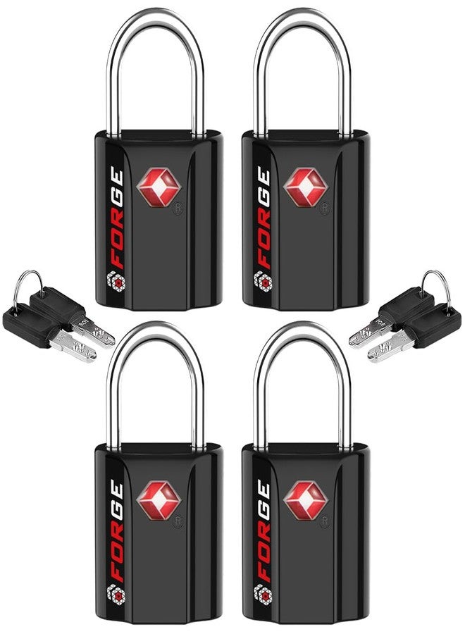 Forge TSA Approved Luggage Locks, Ultra-Secure Dimple Key Travel Locks with Zinc Alloy Body, Black 4 Pack - Image 1