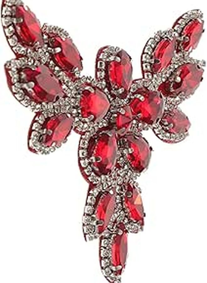 Red Marquise Crystal Iron On Patch For Clothing DIY Wedding Attire Accessories - Image 1