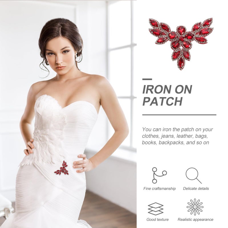 Red Marquise Crystal Iron On Patch For Clothing DIY Wedding Attire Accessories - Image 5