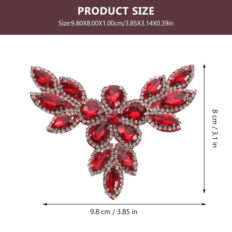 Red Marquise Crystal Iron On Patch For Clothing DIY Wedding Attire Accessories - Image 3