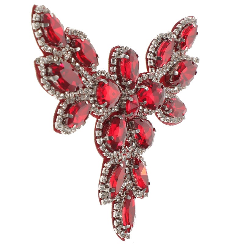 Red Marquise Crystal Iron On Patch For Clothing DIY Wedding Attire Accessories - Image 2