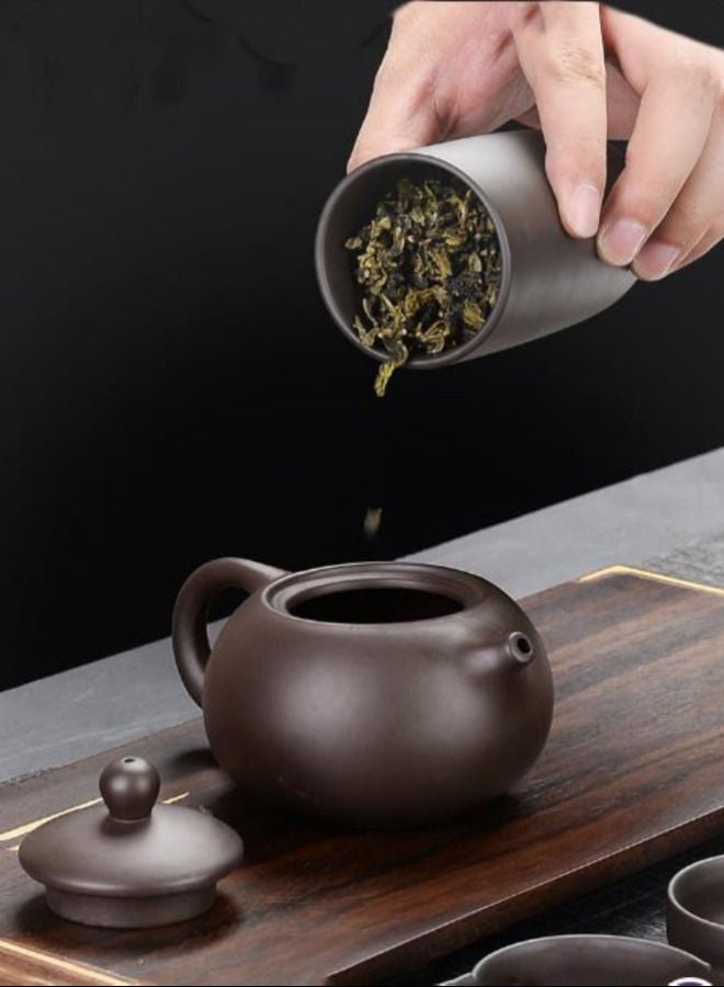 8-Piece Purple Sand Travel Tea Set Portable Tea Cup-Dark Brown