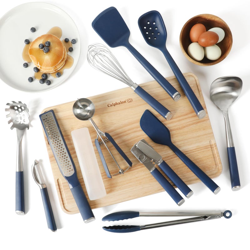 Calphalon Edge 11 Piece Stainless Steel Kitchen Tools and Gadgets Set- Navy Blue - Image 2