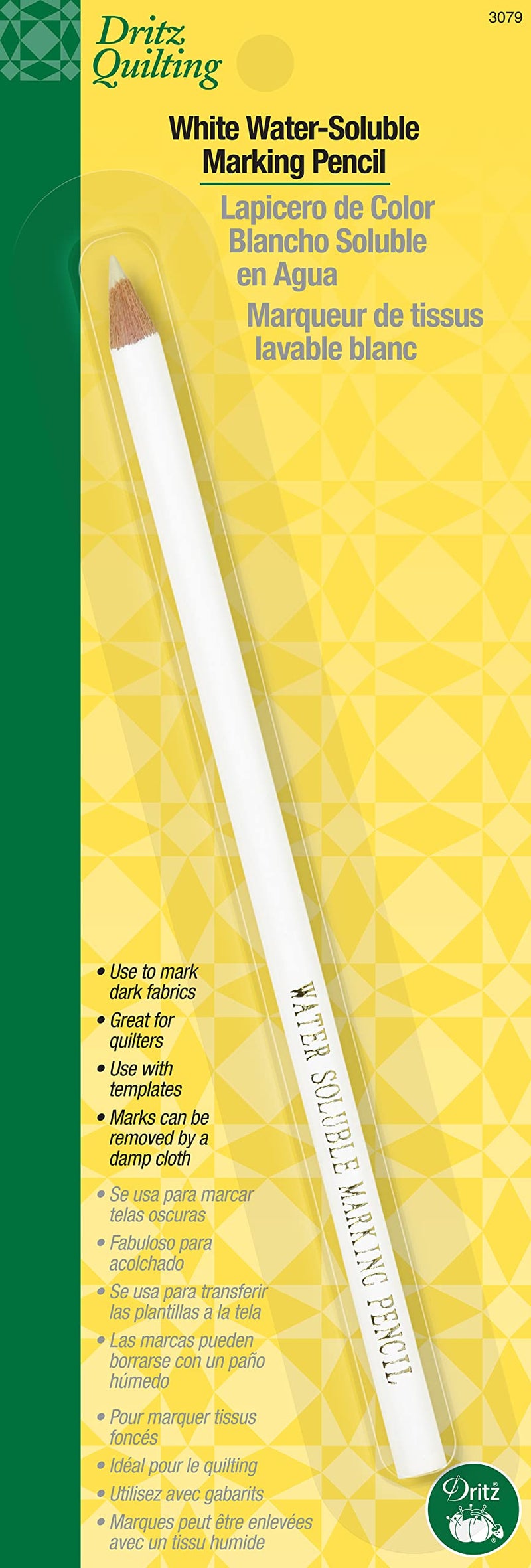 Dritz 3079 Water Soluble Marking Pencil White