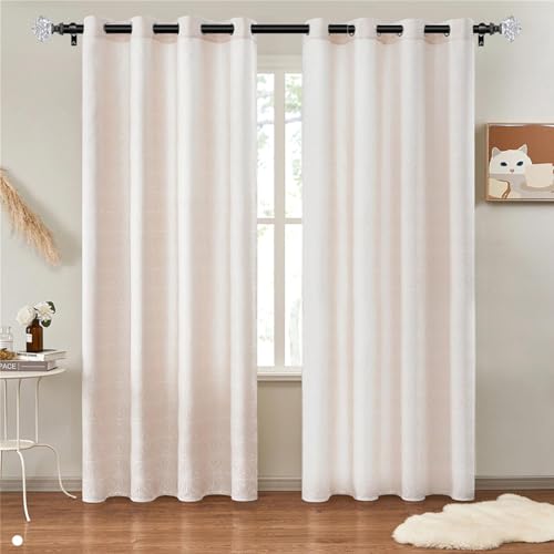 TONIAL Curtain Rods for Windows 48 to 84 Inch(4 to 7 ft), Telescoping Splicing 3/4 Single Rods 32 to 86 Inch(2.6 to 7.2 ft) Decorative Drapery Rod with Translucent Diamond Finial, Black - Image 3