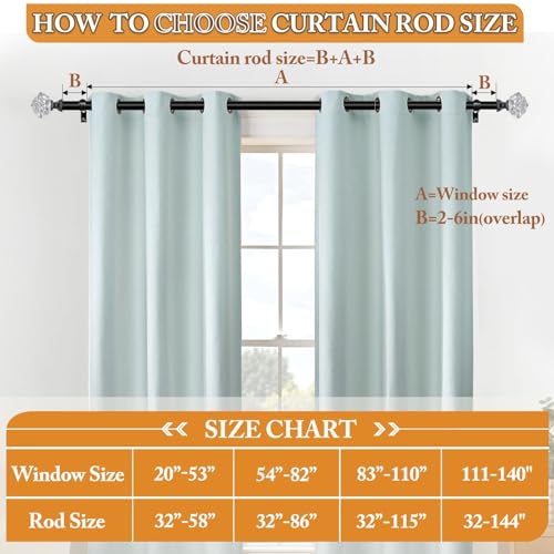 TONIAL Curtain Rods for Windows 48 to 84 Inch(4 to 7 ft), Telescoping Splicing 3/4 Single Rods 32 to 86 Inch(2.6 to 7.2 ft) Decorative Drapery Rod with Translucent Diamond Finial, Black - Image 4