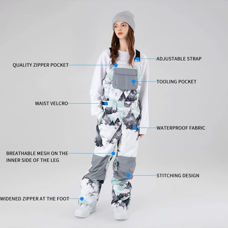 SEARIPE Women and Mens Snow Bibs Adjustable Overalls Pants Wear-resistant Bib Hiking Climbing Insulated Ski Pants(LvSF,XS) - Image 5