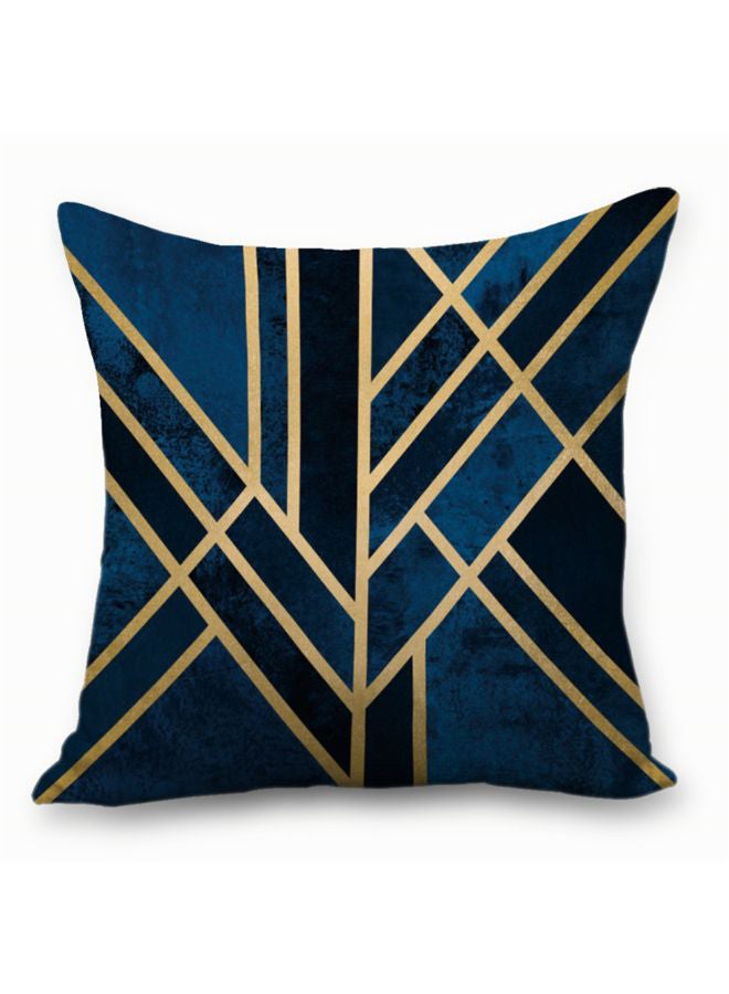Sharpdo Modern Geometric Striped Digital Printed Throw Pillow Case Cushion Cover Blue/Gold/Black 45 x 45cm - Image 1