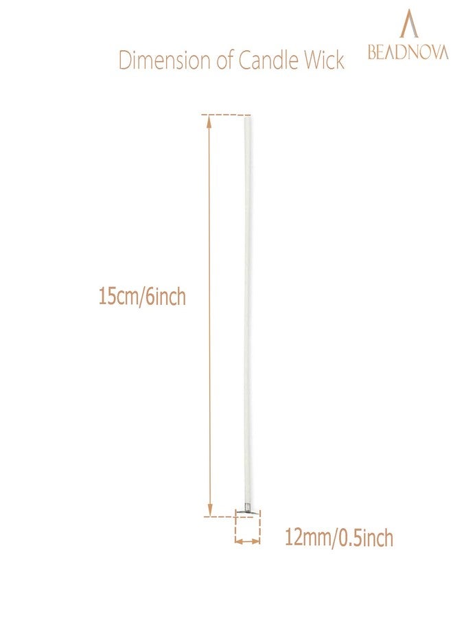 BEADNOVA Candle Wicks 6 Inch 200pcs Large Cotton Wicks String for Candle Making Supplies - Image 2