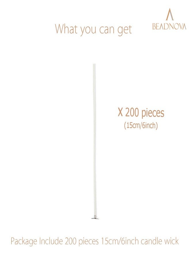 BEADNOVA Candle Wicks 6 Inch 200pcs Large Cotton Wicks String for Candle Making Supplies - Image 3