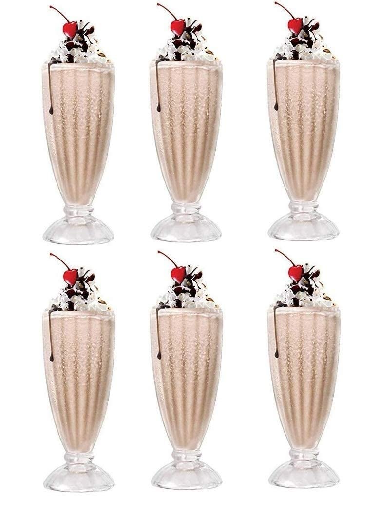 Goldfinch GOLDFINCH Falooda Glass Set IceCream Glass Juice Water Glass with Our Stylish Milkshake Smoothie Dessert Glass American Diner Style Fountain Long Tall Smoothie Fruit Juice Glass Multicolor Pack Of 6  - Image 1