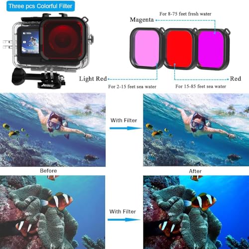 Husiway Accessories Kit for DJI Osmo Action 6 Waterproof Case Diving Housing Silicone Case Glass Screen Protector Film Whole Bundle 60D - Image 4