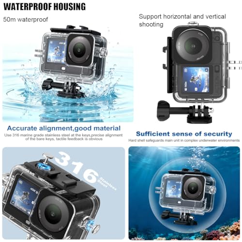 Husiway Accessories Kit for DJI Osmo Action 6 Waterproof Case Diving Housing Silicone Case Glass Screen Protector Film Whole Bundle 60D - Image 2